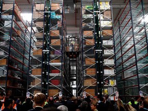 Inside the Amazon facility in Boves, northern France, on Oct. 3, 2017.