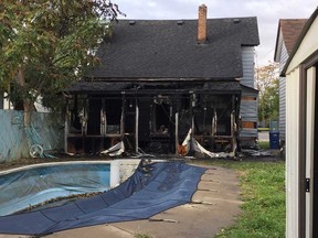A view of the fire damage at 478 Caron Ave. on the morning of Oct. 31, 2017. The house is vacant and no one was inside at the time of the fire. Windsor police are investigating.