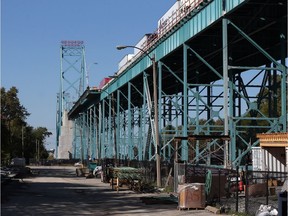 The area on the west side of the Ambassador Bridge is being cleared to to make way for the new six-lane span between Windsor and Detroit.