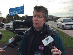 JP Hornick, chair of the college faculty bargaining team, speaks to media on the St. Clair College campus on Oct. 27, 2017.
