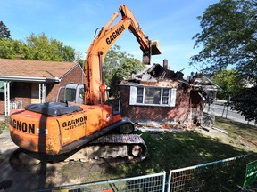 Demolition started Oct. 3, 2017, on the first vacant home on Indian Road owned by the Ambassador Bridge as part of preparation work for a new private span across the Detroit River.