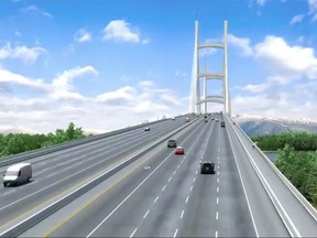 An artist's rendition of the now cancelled Massey Tunnel Replacement Project in Vancouver.