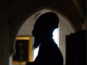 NDP Leader Jagmeet Singh speaks to reporters in the foyer of the House of Commons in Ottawa on Oct. 4, 2017.