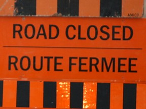File photo of a road closed sign.