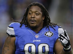 In this, Jan. 1, 2017, photo, Detroit Lions defensive tackle Khyri Thornton walks on the field before an NFL football game against the Green Bay Packers in Detroit. Thornton missed the first six games of the season while suspended, and although the Lions played fine for a while without the defensive tackle, toward the end of his ban, a key teammate went down with a serious injury.