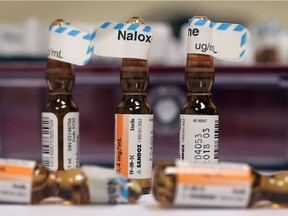 Vials of naloxone are shown in a St. Clair College medical lab. Naloxone is used to treat narcotic overdoses in emergency situations.