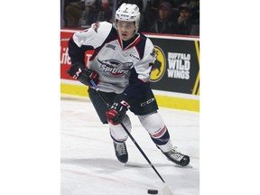 Spits/Sting OHL

WINDSOR, ON. OCTOBER 15, 2017. --   Tyler Angle of the Windsor Spitfires is shown during a game on Sunday, October 15, 2017, at the WFCU Centre in Windsor, ON. against the Sarnia Sting. (DAN JANISSE/The Windsor Star)
Dan Janisse