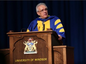 JJustice Harry LaForme of the Ontario Court of Appeal speaks at the University of Windsor convocation ceremony on Saturday, Oct. 14, 2017. LaForme received an honorary degree during the event.