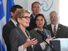 Ontario Premier Kathleen Wynne speaks  at the Art Gallery of Windsor, Oct. 20, 2017, on the opening day of this year's Great Lakes and St. Lawrence Governors and Premiers Conference.