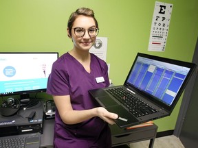 Registered nurse Victoria Rybaczuk prepares for the next patient at Good Doctors Walk-In Clinic on Tecumseh Road West. The clinic operates solely by web camera connected to three Toronto-based doctors.