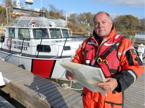 Colchester Guardian rescue boat unit leader Jim Oakley at Colchester Harbour, Nov. 10, 2017. He and his Lake Erie rescue crew are all volunteers.