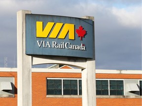 The VIA Rail Canada sign is shown at Windsor's Walkerville station.