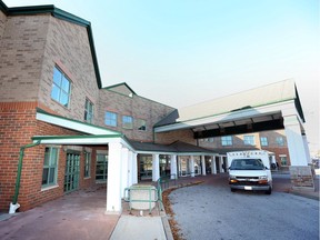 An exterior shot from Nov. 29, 2017, shows the Emara Centre for Healthy Aging and Mobility (formerly Malden Park Continuing Care), where a policy requires patients to pay for TV service.
