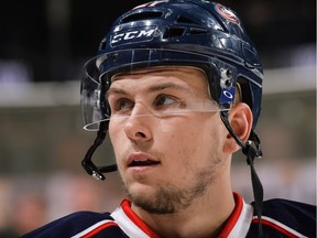 Former Windsor Spitfire Kerby Rychel is pictured in 2016 when he was playing for the Columbus Blue Jackets.