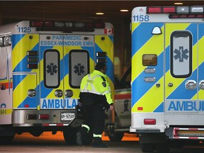 A paramedic is shown near ambulances on Monday, November 27, 2017, at the Windsor Regional Hospital Ouellette Campus in Windsor.