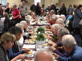 Attendees of Cottam United Church‘s U.S. Thanksgiving turkey dinner enjoy the feast in Cottam on Nov. 23, 2017. The community event marks the American Thanksgiving and brings together families from across the area. The dinner was an annual event dating back 70 years but was cancelled last year because of lack of volunteers