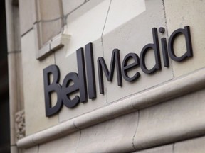 The logo for Bell Media, owned by BCE Inc., is displayed on a Toronto building in a handout photo.