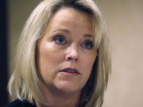 Former Boston television news anchor Heather Unruh speaks Nov. 8, 2017, in Boston, about the alleged sexual assault of her teenage son by actor Kevin Spacey in the summer of 2016 on Nantucket.