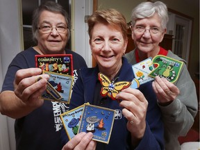 Caralle Hicks, left, Kathi Poupard and Ruth Wass are shown with memorabilia from Camp Bryerswood. The trio has been involved in the local Girl Guides organization for many years and istrying to prevent the closure of the camp.