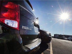 A Dodge Grand Caravan is seen on a dealer lot in Windsor on Nov. 28, 2017.