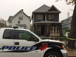 A Windsor police vehicle at 658 Caron Ave., where a fire broke out around 1 a.m. Nov. 2, 2017.