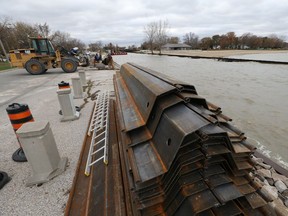 Construction is underway in Belle River  as the Town of Lakeshore repairs, replaces and extends the steel sheet pile jetty that separates Lakeview Park West Beach from the Belle River. Workers from Facca Inc. are working on the project.