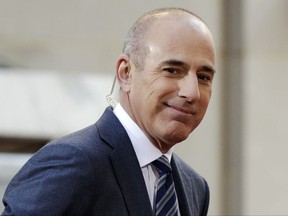 FILE - In this April 21, 2016, file photo, Matt Lauer, co-host of the NBC "Today" television program, appears on set in Rockefeller Plaza, in New York. NBC News announced Wednesday, Nov. 29, 2017, that Lauer was fired for "inappropriate sexual behavior." (AP Photo/Richard Drew, File)