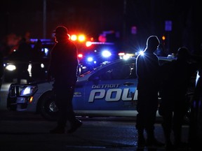 Detroit Police are seen near Wayne State University in November of 2016, in Detroit.