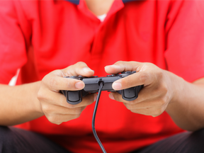 Man playing a video game.