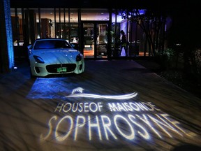 A Jaguar was the centrepiece of the glittery entrance to a fashion show fundraiser for the House of Sophrosyne on Nov. 23, 2017.