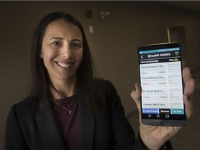 Lisa Jacobs, local creator of Clinic Seeker, a mobile healthcare app that helps patients avoid long ER wait times, won top prize in the Digital Innovation Challenge at Tech Week YQG, Nov. 15, 2017.
