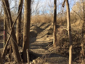 The hand-built mountain bike course is seen in Windsor on Nov. 21, 2017. The city has ordered the course demolished.