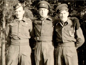 This photo, taken late summer or fall 1944, shows Lloyd Brush, left, of the Essex Scottish Regiment, and two unidentified soldiers.
Handout-Windsor Star
