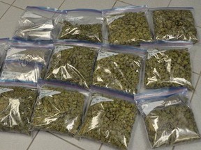 Chatham-Kent police seized marijuana, pot plants and cannabis resin after executing a search warrant at a John Street house on Dec. 7, 2017.