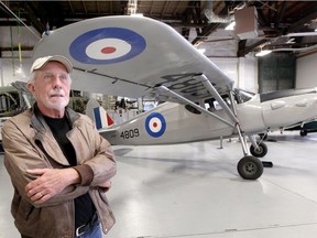 Jim Wilson proudly displays 1946 Fairchild 24R Argus which was donated to the Canadian Historical Aircraft Association at Windsor Airport December 21, 2017.
