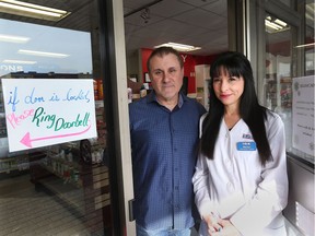 Peter and Marilyn Adamo, shown on Dec. 19, 2017, have fortified their pharmacy since a recent robbery. Lifestyle Pharmacy now has  shatter-proof film over the glass and the front doors are locked at all times.