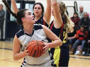 Maddy Adams, seen in action for Jacob Hespeler high school against Galt Collegiate, will join the University of Windsor Lancers next season.  Bill Doucet / Cambridge Times.