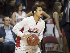Windsor's Antoine Chandler warms up before the start of NBL of Canada action between the Windsor Express and the St. John's Edge at the WFCU Centre, Dec. 15, 2017.