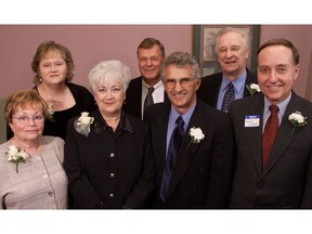 The 21st induction banquet for the Windsor/Essex County Sports Hall of Fame in 2001 features Bobby Dawson (back row middle), who passed away on Sunday at the age of 85.