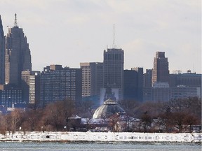 Belle Isle, MI is shown in the foreground with the City of Detroit in the background on Wednesday, December 27, 2017.