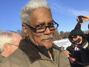 Richard Phillips is seen outside a Wayne County jail, Thursday, Dec. 14, 2017 in Detroit after being released after 45 years in prison.