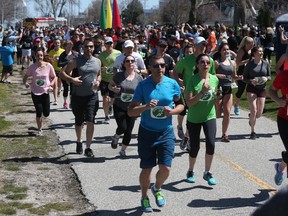 Runners are shown taking part in the 4th annual Run for Rocky along Windsor's waterfront on April 17, 2016, in Windsor.