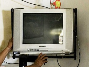 An old cathode ray tube television set is shown in this 2012 file photo.