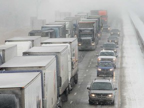 Traffic during winter weather on Highway 401 is shown in this 2010 file photo.
