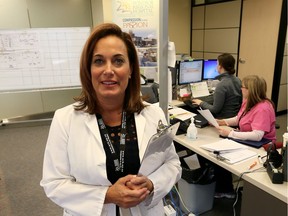 Gina Bulcke, director of organizational effectiveness, in the Command Centre at Windsor Regional Hospital's Met Campus, Friday January 26, 2018.