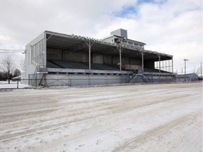 Leamington Fair Grounds' 1/2-mile harness racing track and grandstand are shown Tuesday January 30, 2018. An investigation into a complaint of race fixing involving harness horse raceways in Leamington and Dresden should wrap up by week's end. The Alcohol and Gaming Commission of Ontario is investigating a complaint about race results during the 2017 summer schedule.