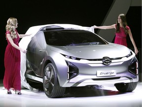 The new GAC Motor Enverge concept, an electric compact crossover vehicle, makes its debut at the 2018 North American International Auto Show on Jan. 15, 2018 in Detroit, Mich.