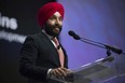 Canadian Minister of Innovation, Science and Economic Development, Navdeep Bains, speaks to the media at the North American International Auto Show in Detroit, Mich. on Jan. 15, 2018.