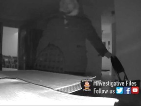 An image from a surveillance video recording of a break-in at a home in Windsor on Jan. 6, 2018. Among the personal property stolen were collectible sports cards.
