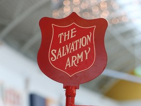 File photo of the Salvation Army logo on a Christmas kettle.